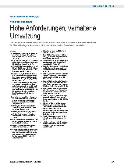 Vorschauseite 4: Klinische Ethikberatung: Hohe Anforderungen, verhaltene Umsetzung