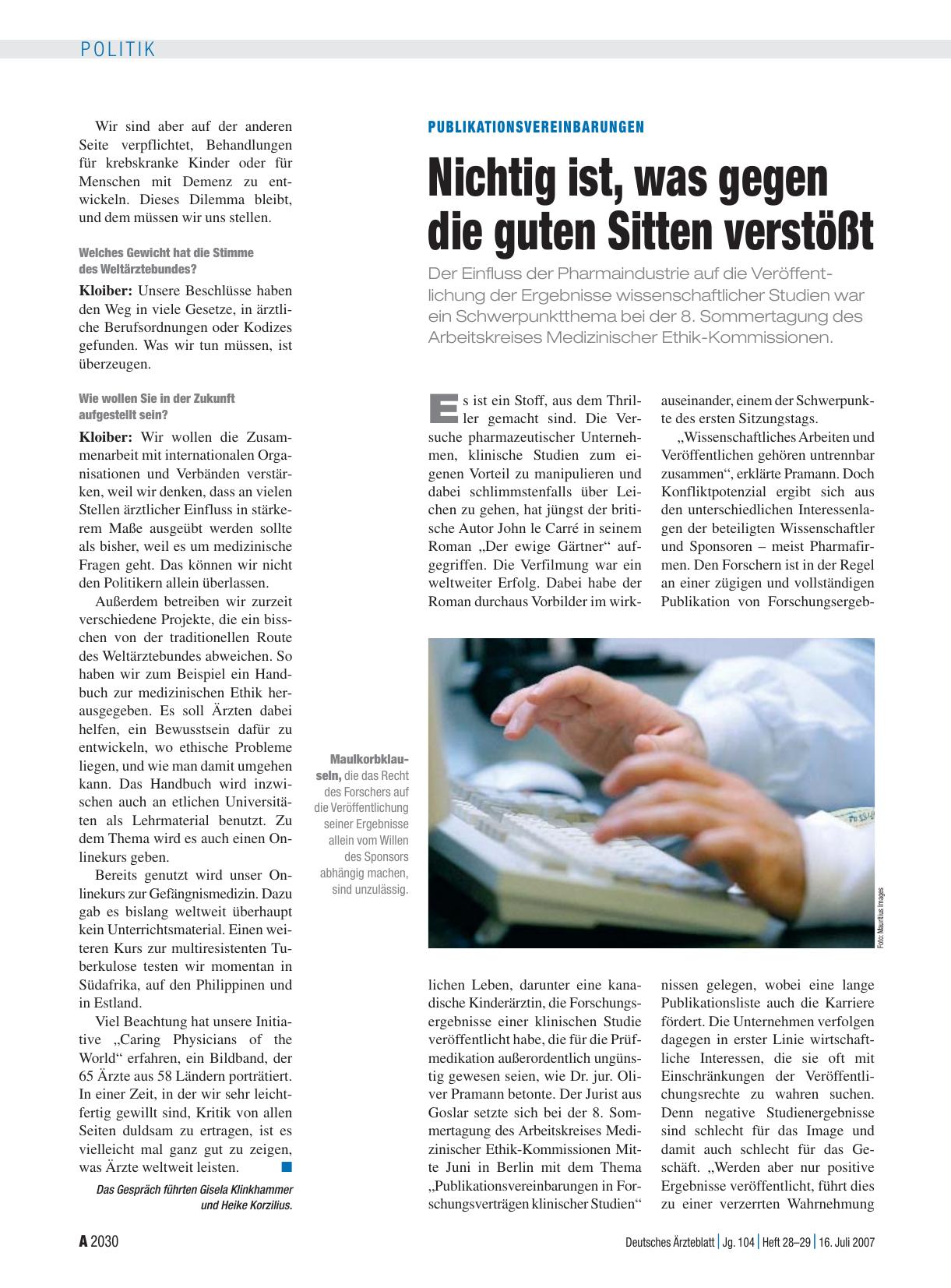 Vorschauseite 1: Publikationsvereinbarungen: Nichtig ist, was gegen die guten Sitten verstößt