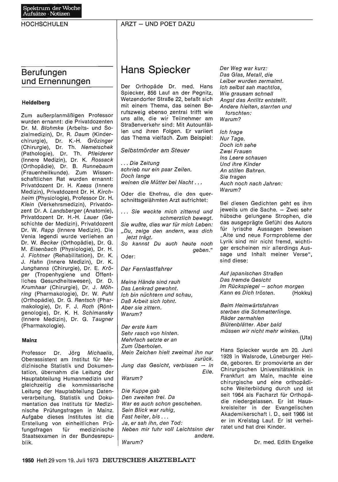 Vorschauseite 1: Hans Spiecker