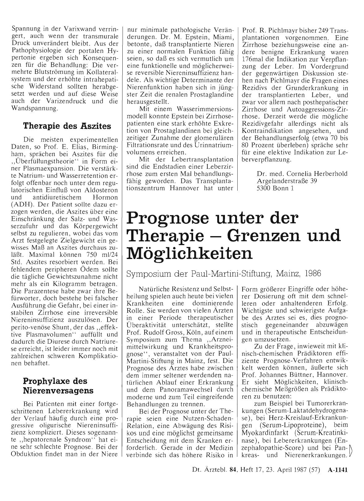 Vorschauseite 1: Prognose unter der Therapie — Grenzen und Möglichkeiten