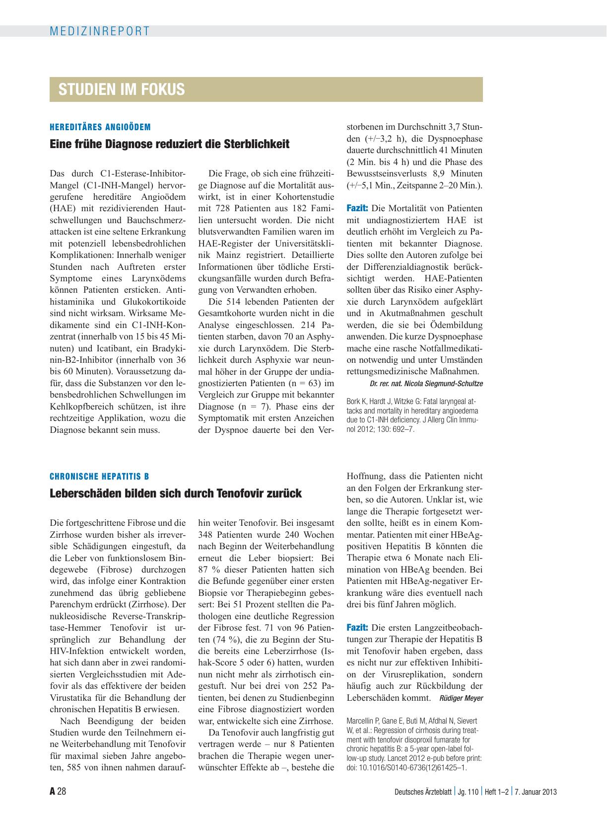 Vorschauseite 1: Hereditäres Angioödem: Eine frühe Diagnose reduziert die Sterblichkeit