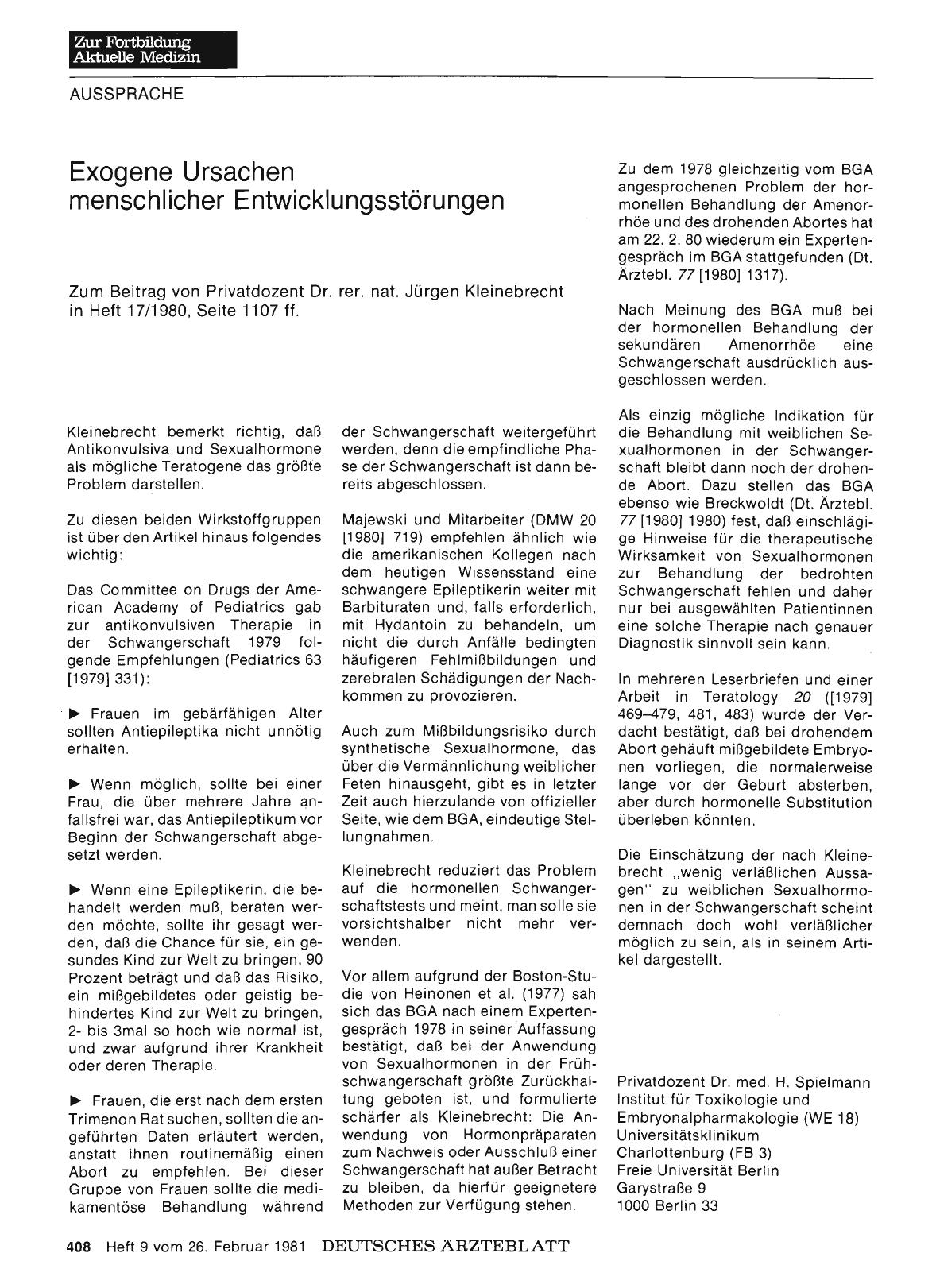 Vorschauseite 1: Exogene Ursachen menschlicher Entwicklungsstörungen