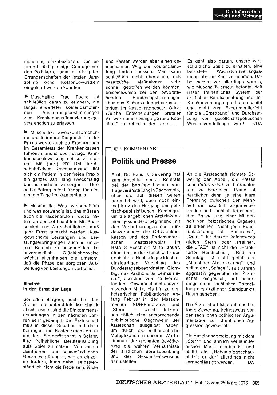 Vorschauseite 1: Politik und Presse