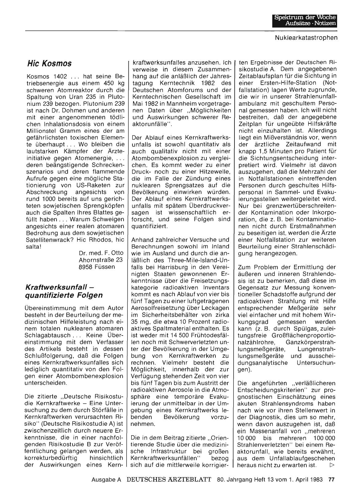 Vorschauseite 1: Probleme der medizinischen Versorgung bei nuklearen Katastrophen: Kraftwerksunfall — quantifizierte Folgen