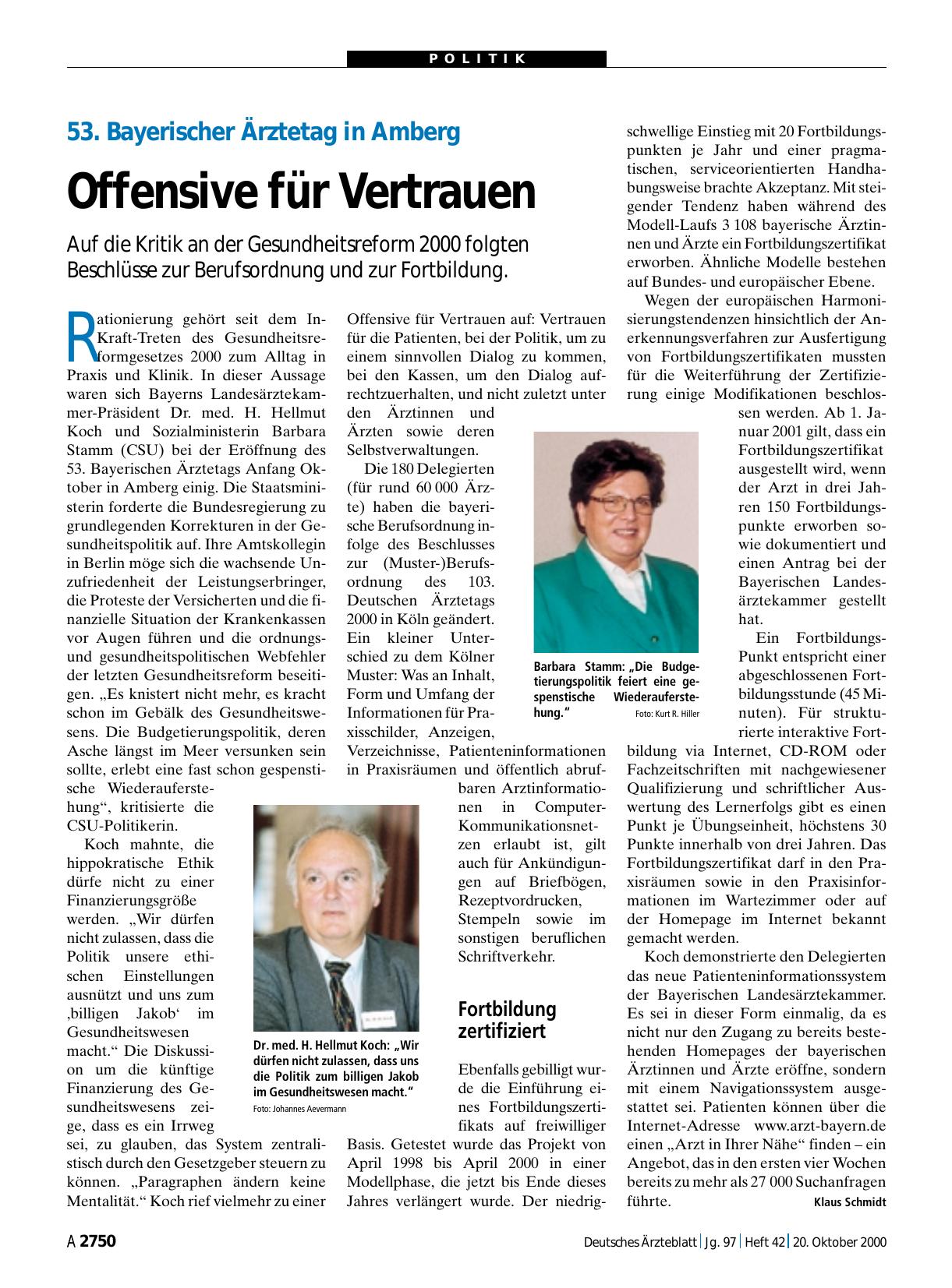 Vorschauseite 1: 53. Bayerischer Ärztetag in Amberg: Offensive für Vertrauen