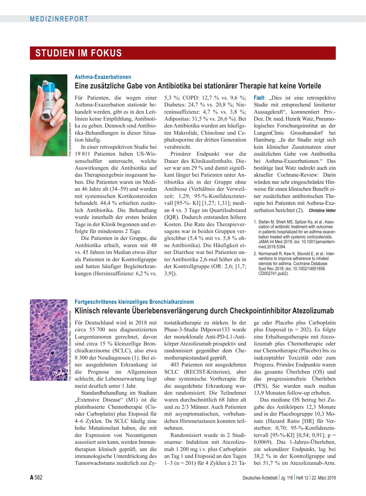 Vorschauseite 1: Asthma-Exazerbationen: Eine zusätzliche Gabe von Antibiotika bei stationärer Therapie hat keine Vorteile