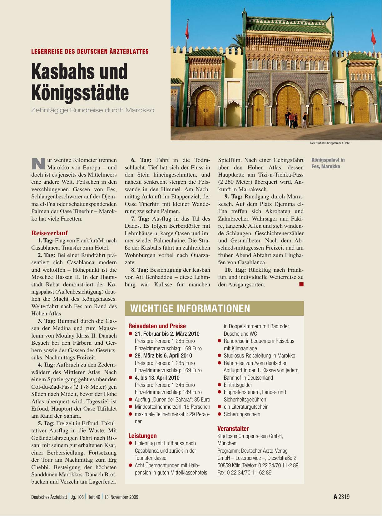 Vorschauseite 1: Kasbahs und Königsstädte: Zehntägige Rundreise durch Marokko