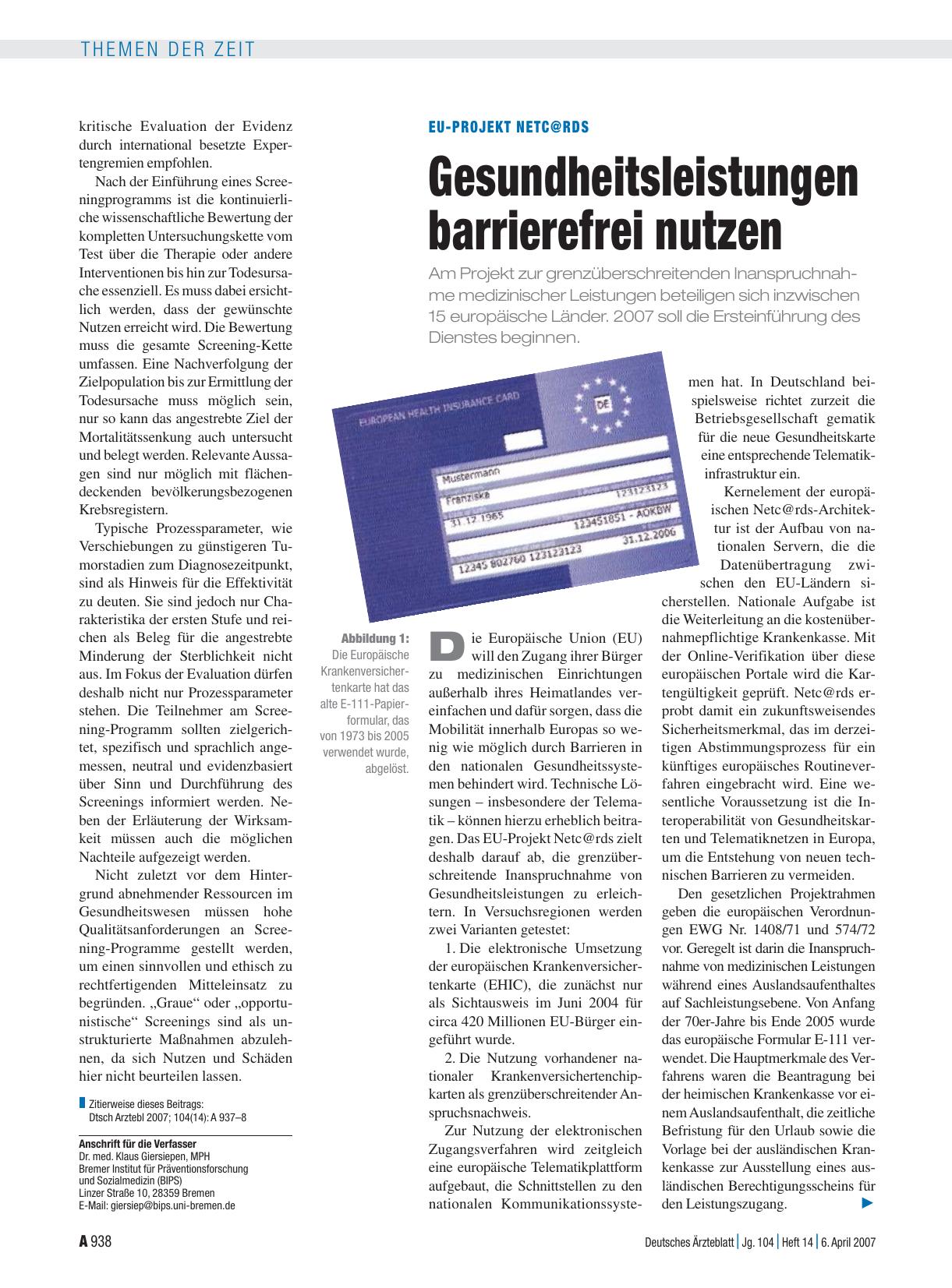 Vorschauseite 1: EU-Projekt Netc@rds: Gesundheitsleistungen barrierefrei nutzen