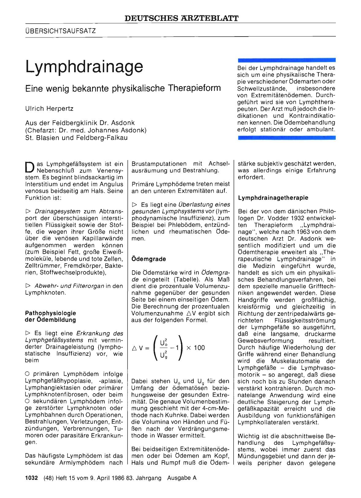Vorschauseite 1: Lymphdrainage – Eine wenig bekannte physikalische Therapieform