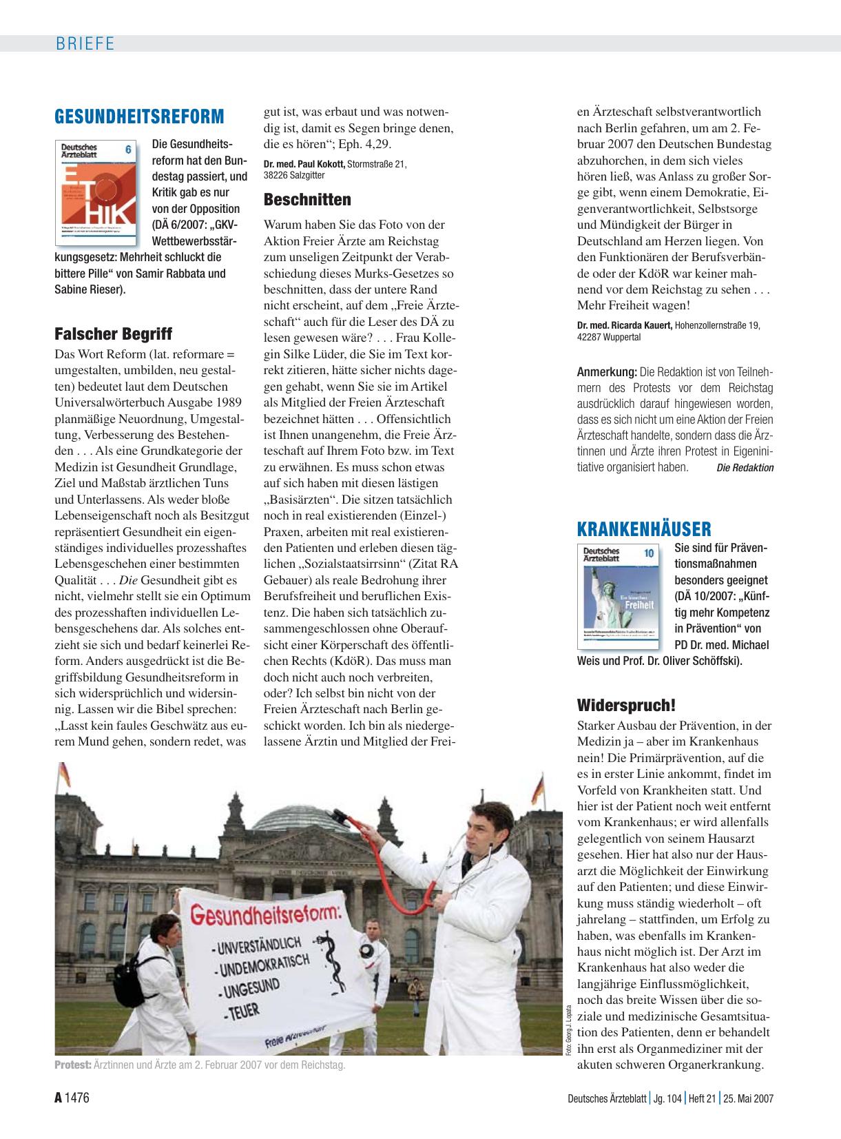 Vorschauseite 1: Gesundheitsreform: Falscher Begriff