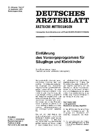 Vorschauseite 1: Einführung des Vorsorgeprogramms für Säuglinge und Kleinkinder