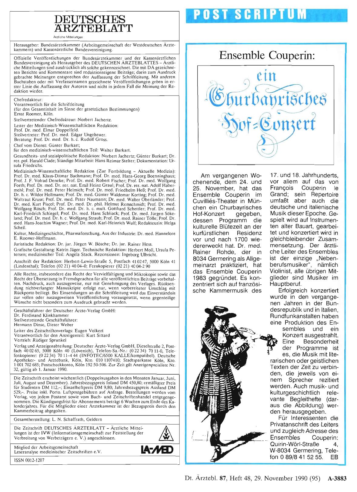 Vorschauseite 1: Ensemble Couperin: ein Churbayrisches Hof-Konze