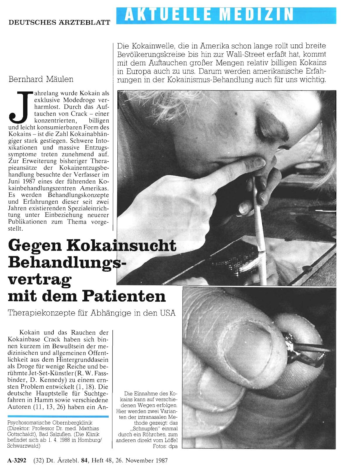 Vorschauseite 1: Gegen Kokainsucht Behandlungsvertrag mit dem Patienten