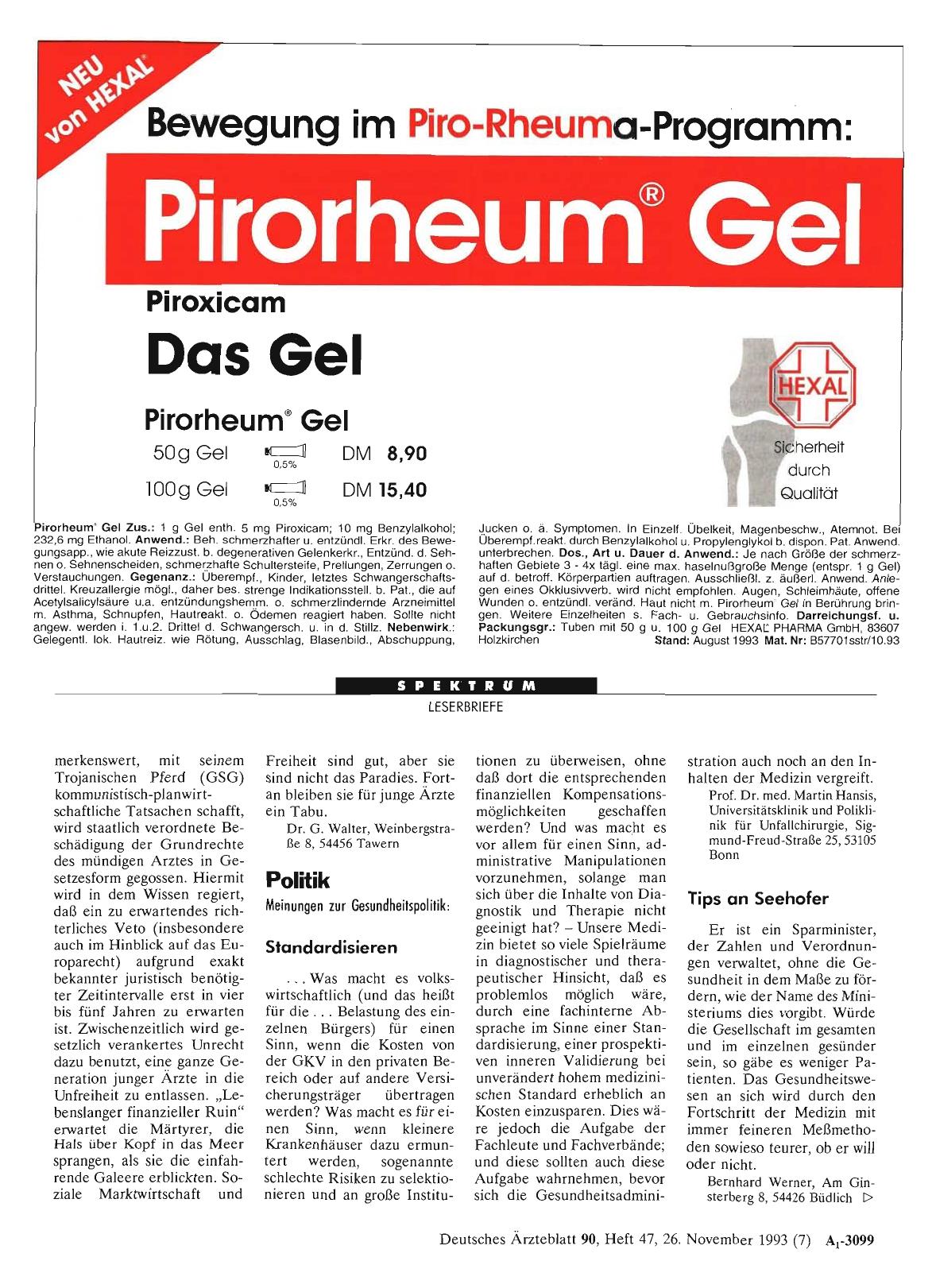 Vorschauseite 1: Politik: Standardisieren