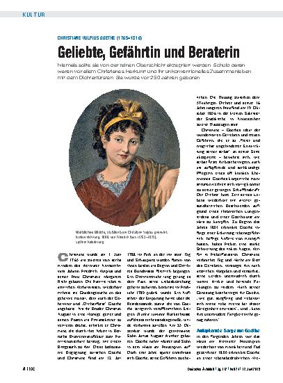 Vorschauseite 1: Christiane Vulpius Goethe (1765–1816): Geliebte, Gefährtin und Beraterin