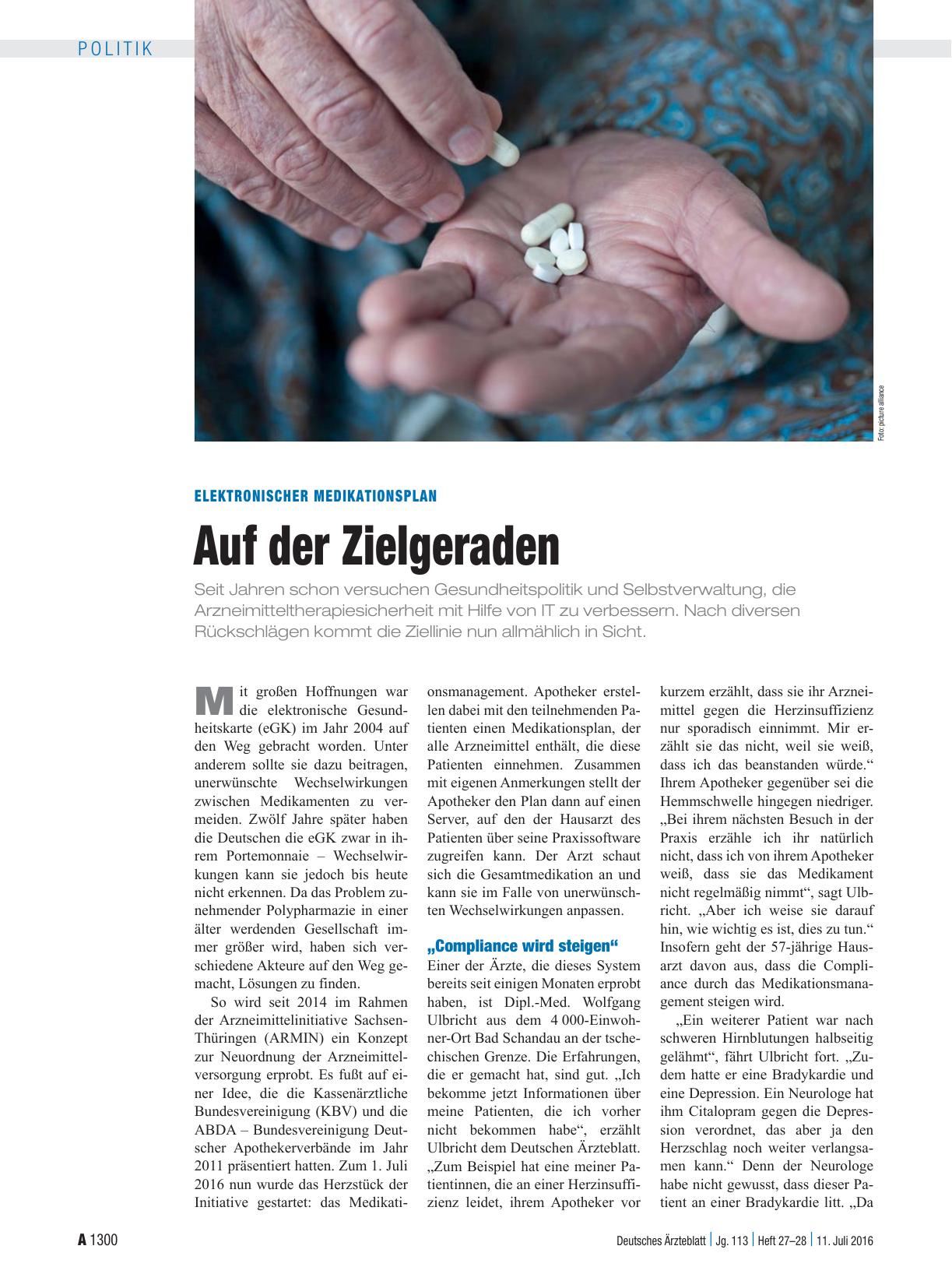 Vorschauseite 1: Elektronischer Medikationsplan: Auf der Zielgeraden