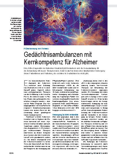 Vorschauseite 1: Früherkennung von Demenz: Gedächtnisambulanzen mit Kernkompetenz für Alzheimer