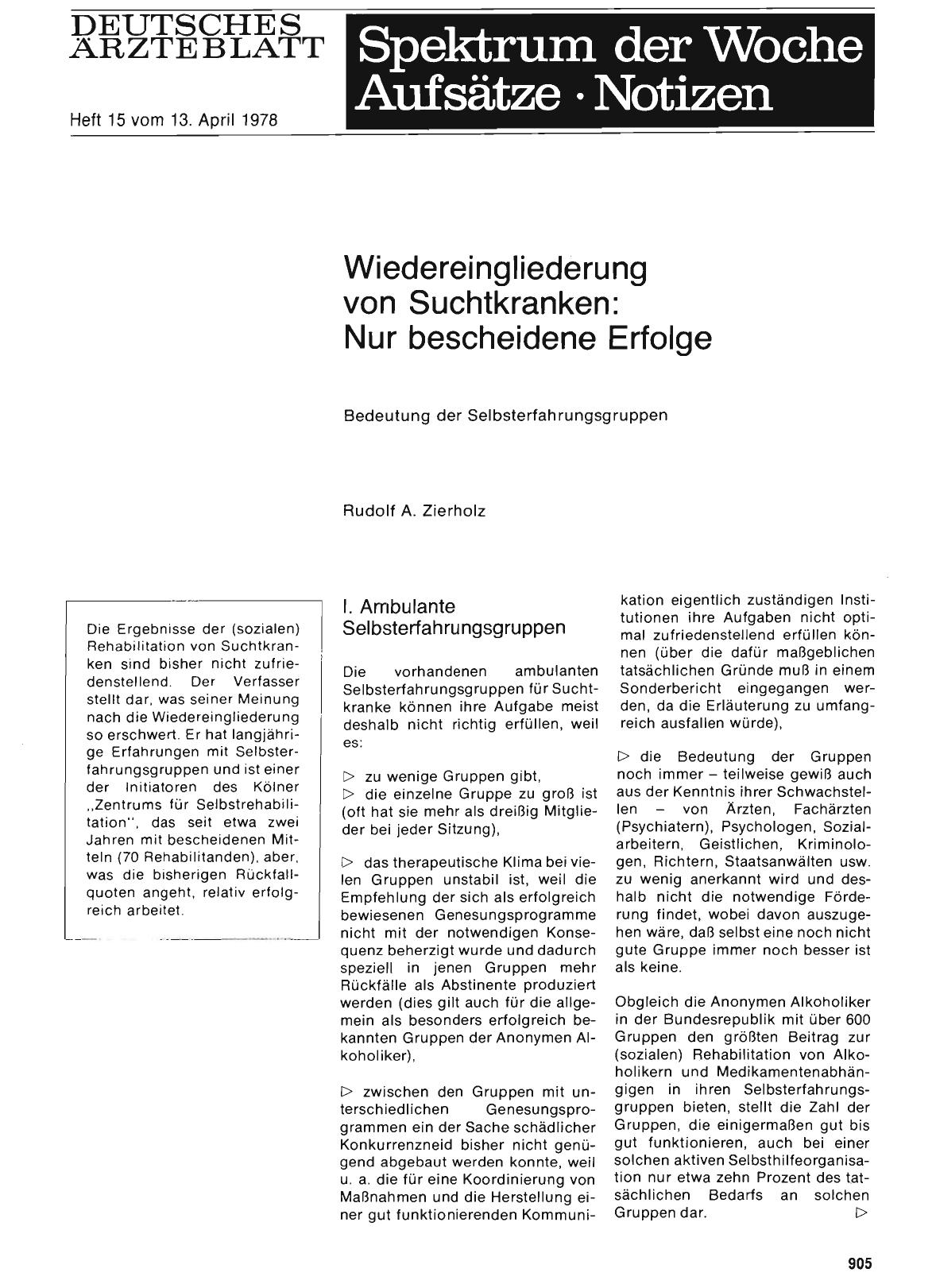 Vorschauseite 1: Wiedereingliederung von Suchtkranken: Nur bescheidene Erfolge