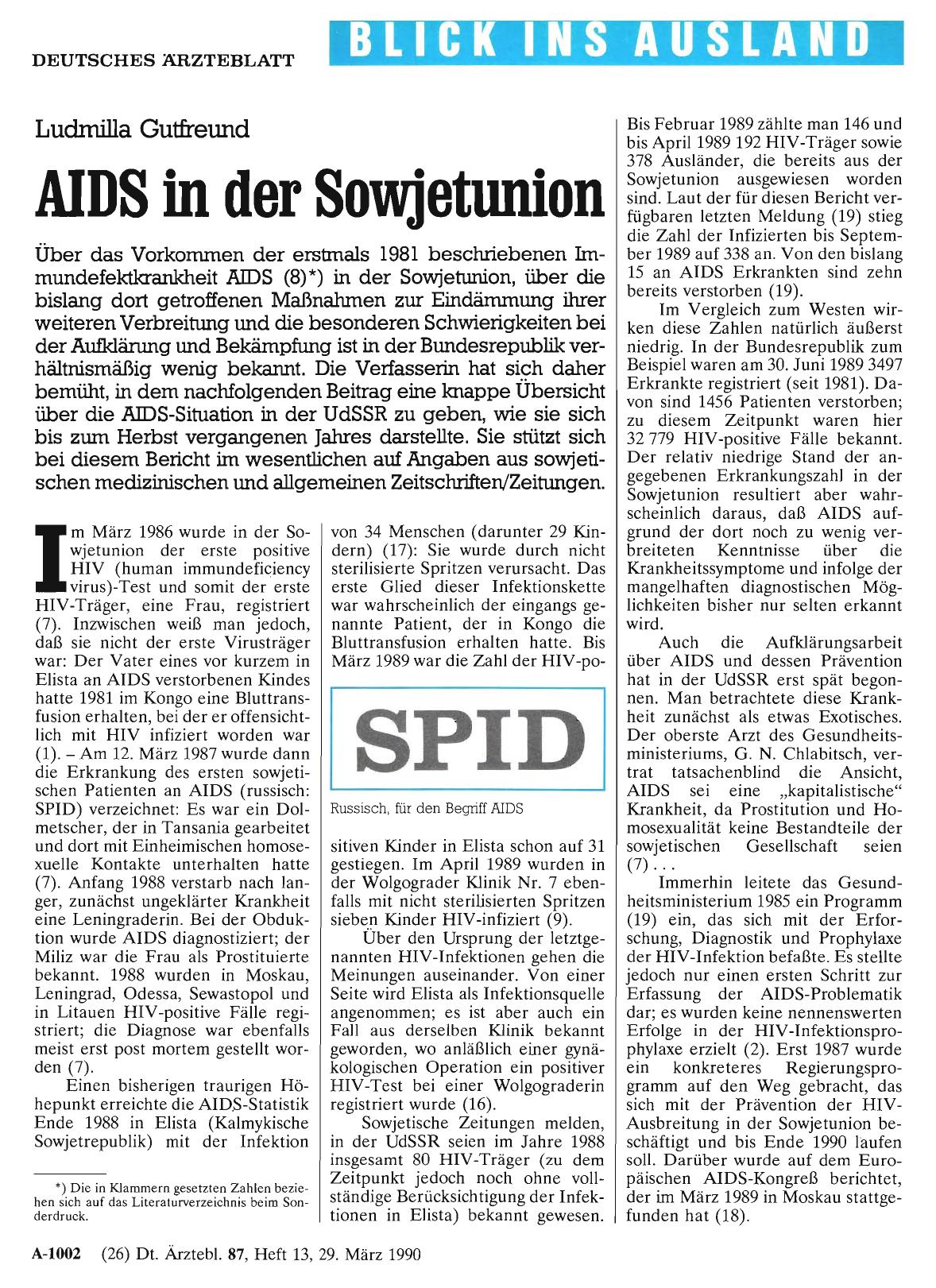 Vorschauseite 1: AIDS in der Sowjetunion