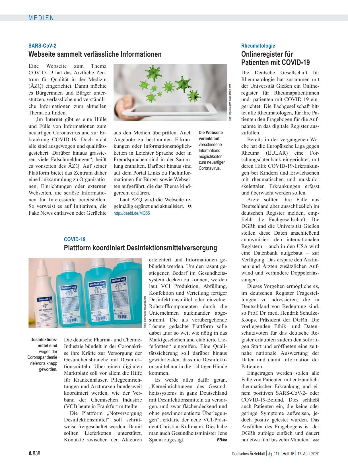 Vorschauseite 1: SARS-CoV-2: Webseite sammelt verlässliche Informationen