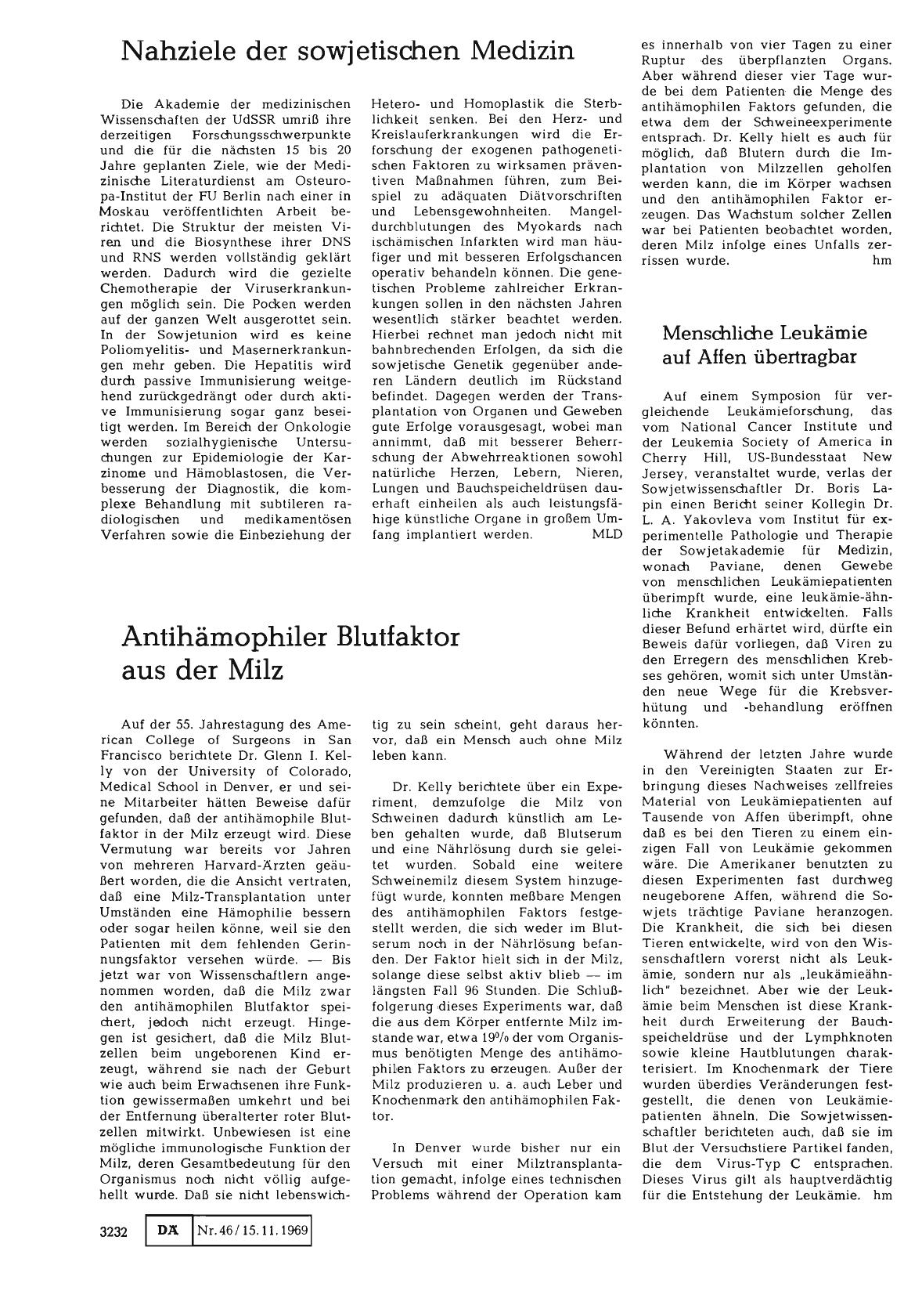Vorschauseite 1: Menschliche Leukämie auf Affen übertragbar