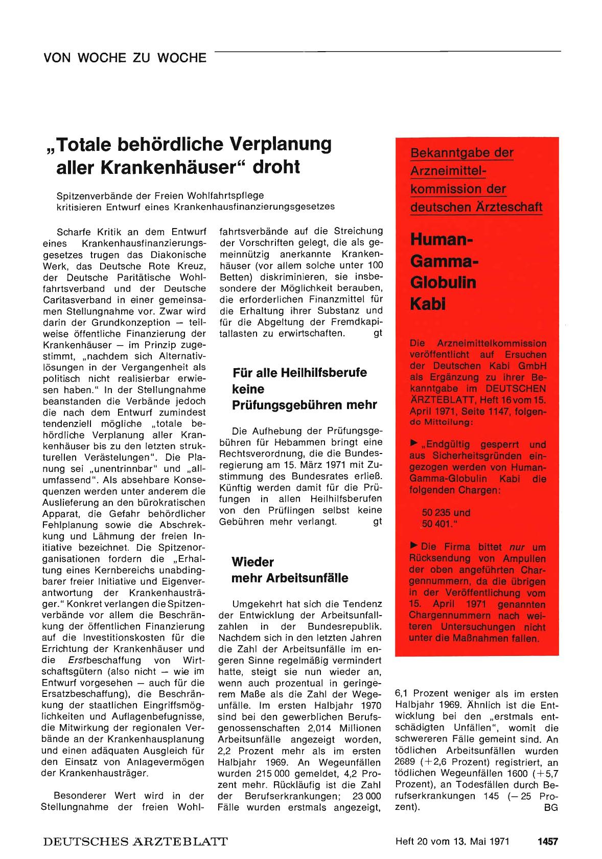 Vorschauseite 1: "Totale behördliche Verplanung aller Krankenhäuser" droht