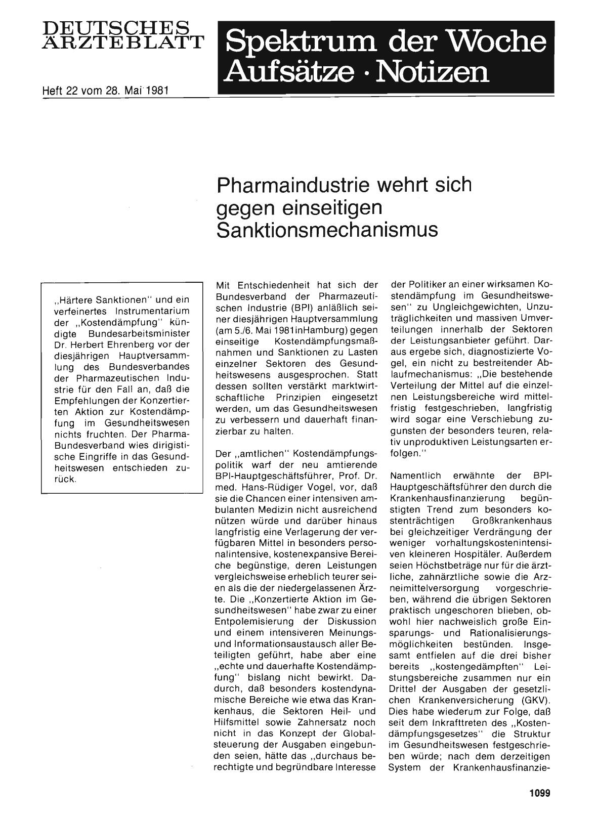 Vorschauseite 1: Pharmaindustrie wehrt sich gegen einseitigen Sanktionsmechanismus