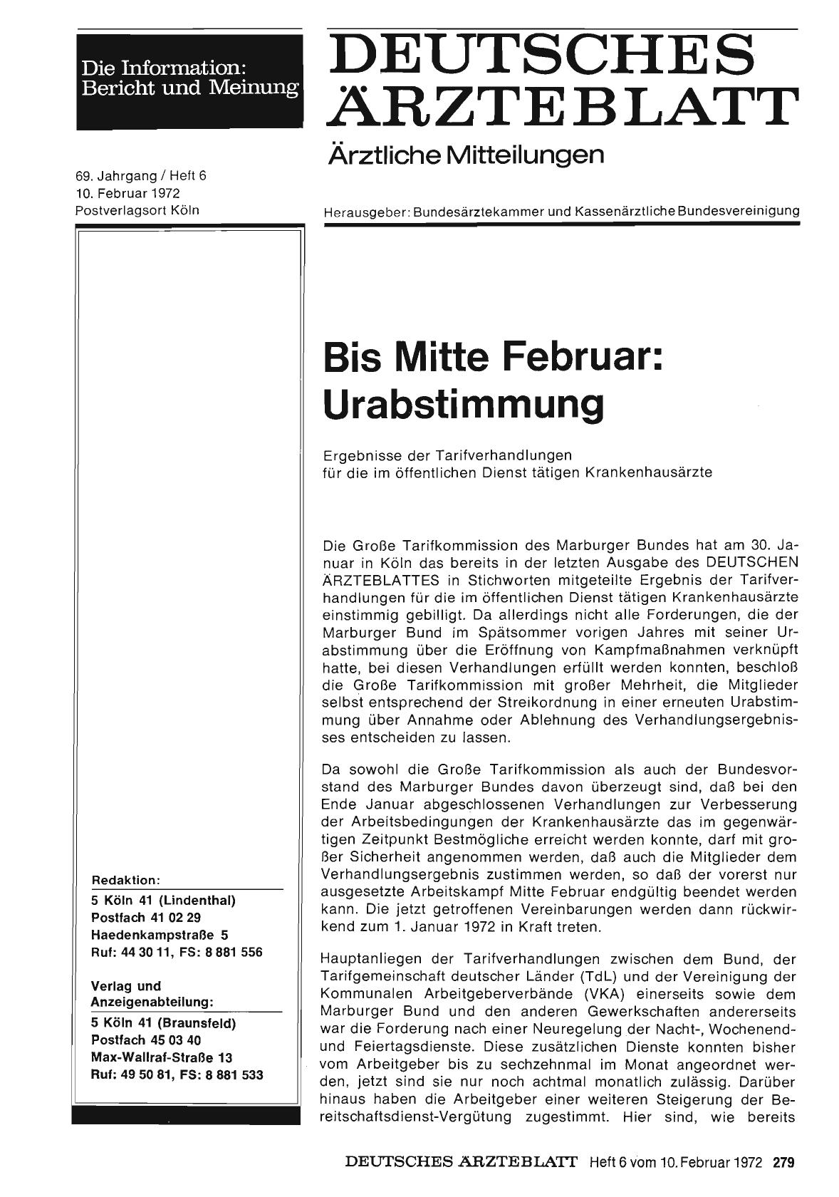Vorschauseite 1: Bis Mitte Februar: Urabstimmung