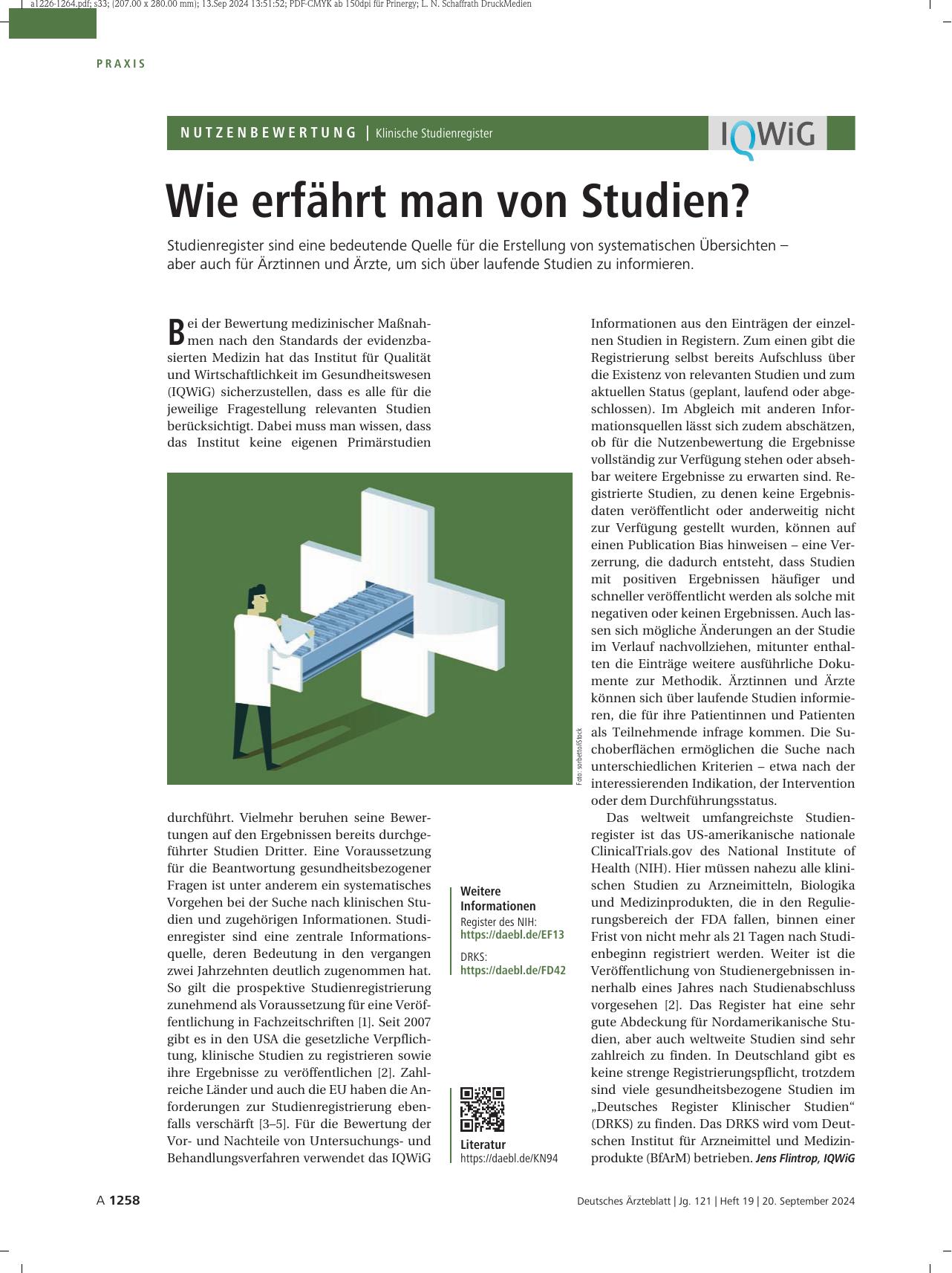 Vorschauseite 1: Klinische Studienregister: Wie erfährt man von Studien?