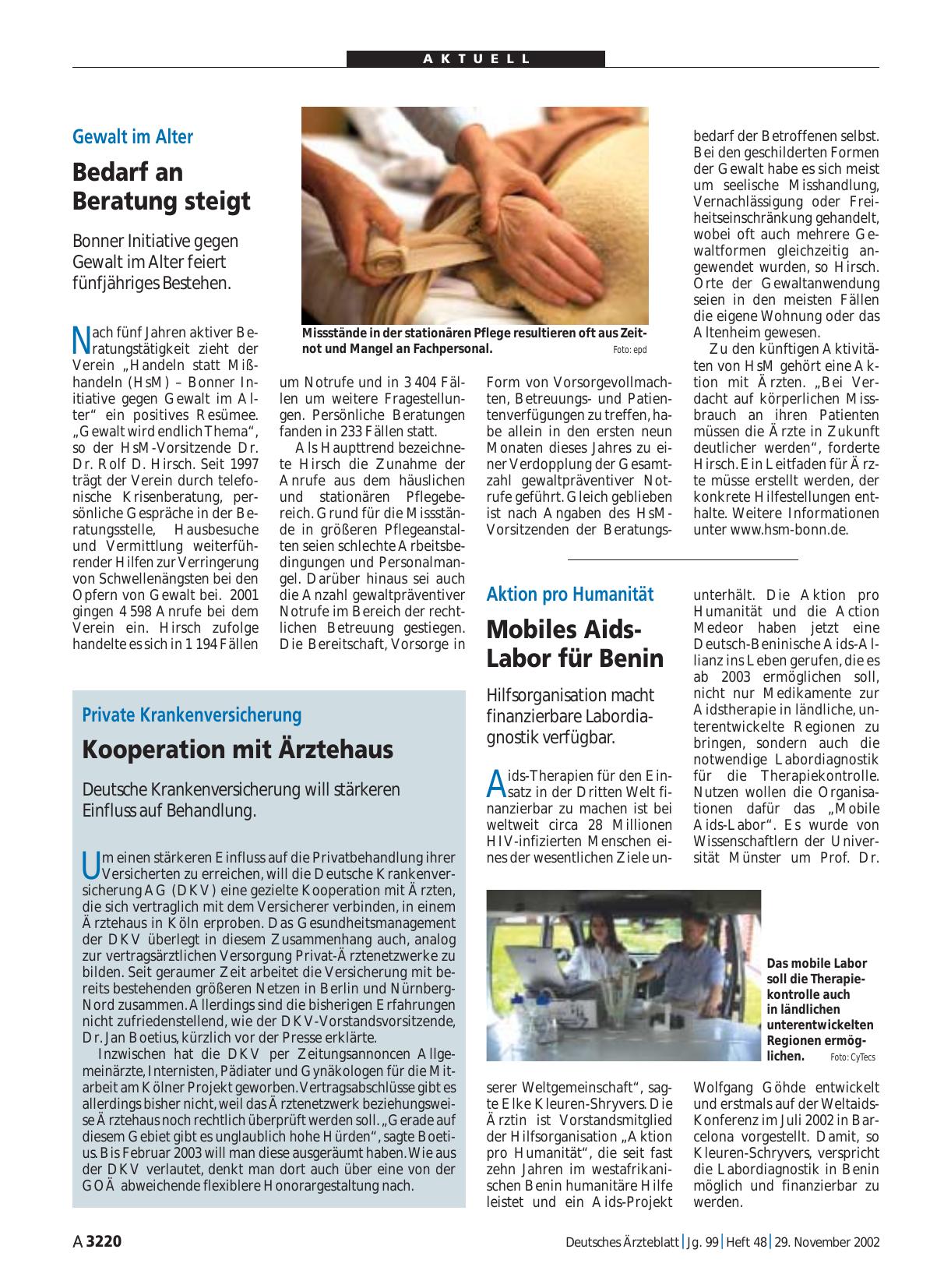 Vorschauseite 1: Private Krankenversicherung: Kooperation mit Ärztehaus
