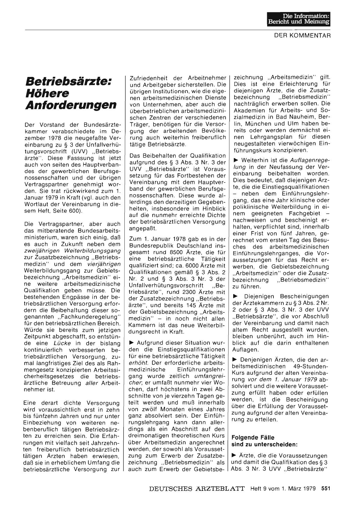 Vorschauseite 1: Betriebsärzte: Höhere Anforderungen