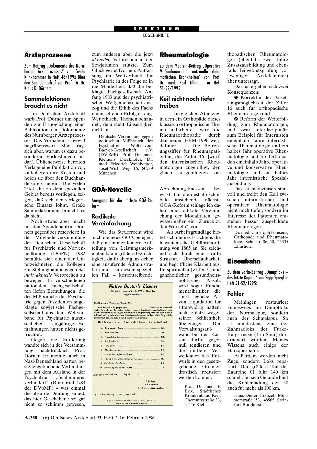 Vorschauseite 1: Ärzteprozesse: Sammelaktionen braucht es nicht