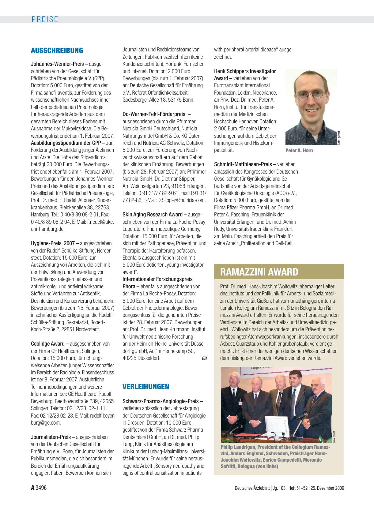 Vorschauseite 1: Verleihungen