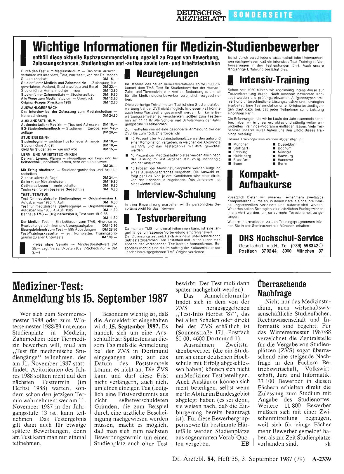 Vorschauseite 1: Mediziner-Test: Anmeldung bis 15. September