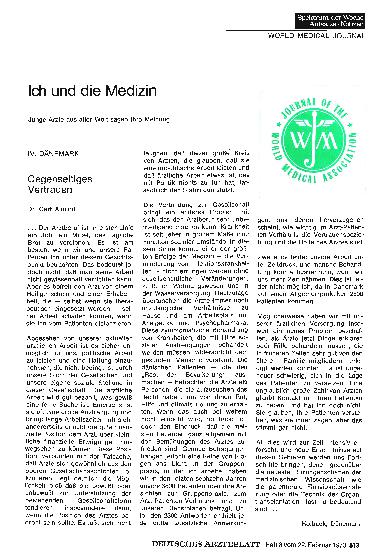Vorschauseite 1: Ich und die Medizin — Junge Ärzte aus aller Welt sagen ihre Meinung: IV. Dänemark — Gegenseitiges Vertrauen