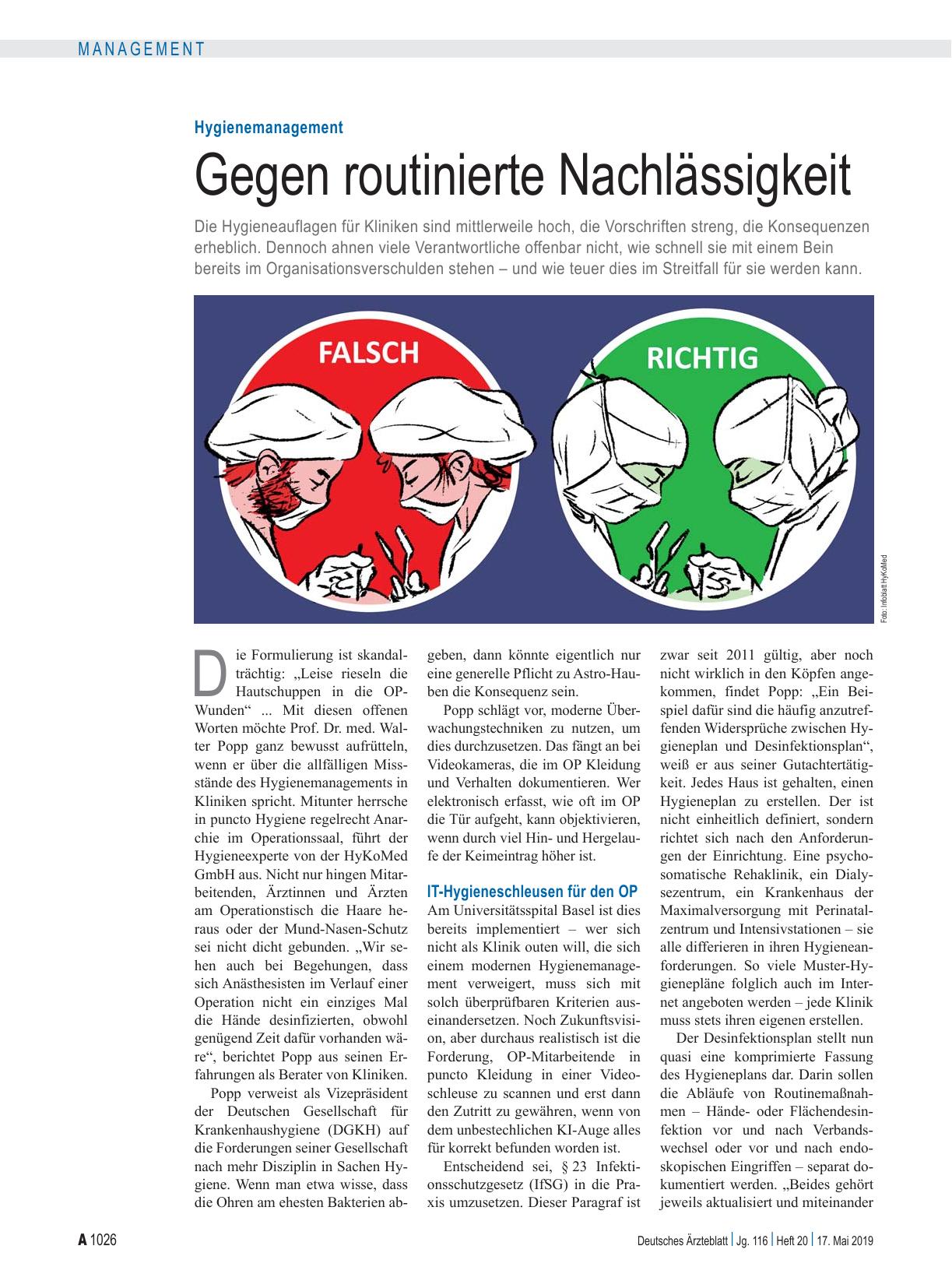 Vorschauseite 1: Hygienemanagement: Gegen routinierte Nachlässigkeit