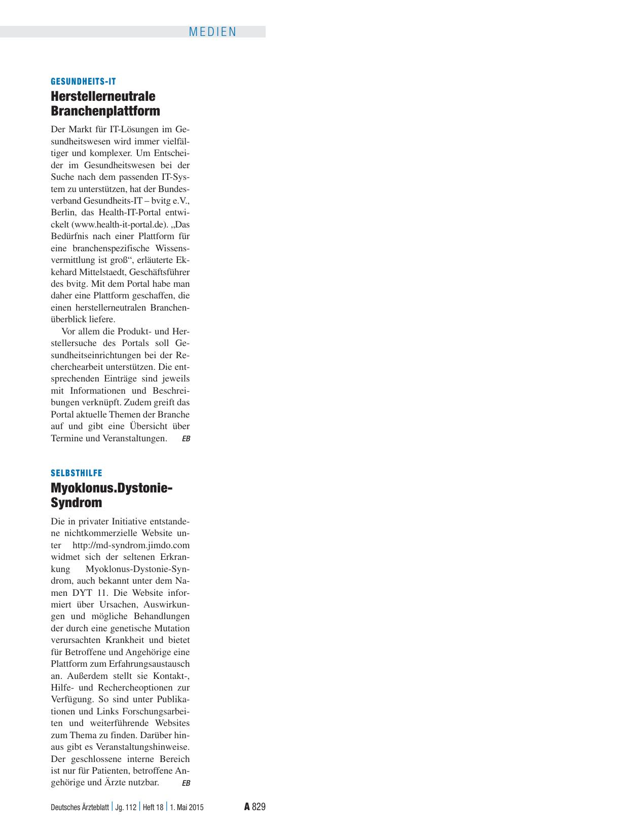 Vorschauseite 1: Selbsthilfe: Myoklonus-Dystonie-Syndrom