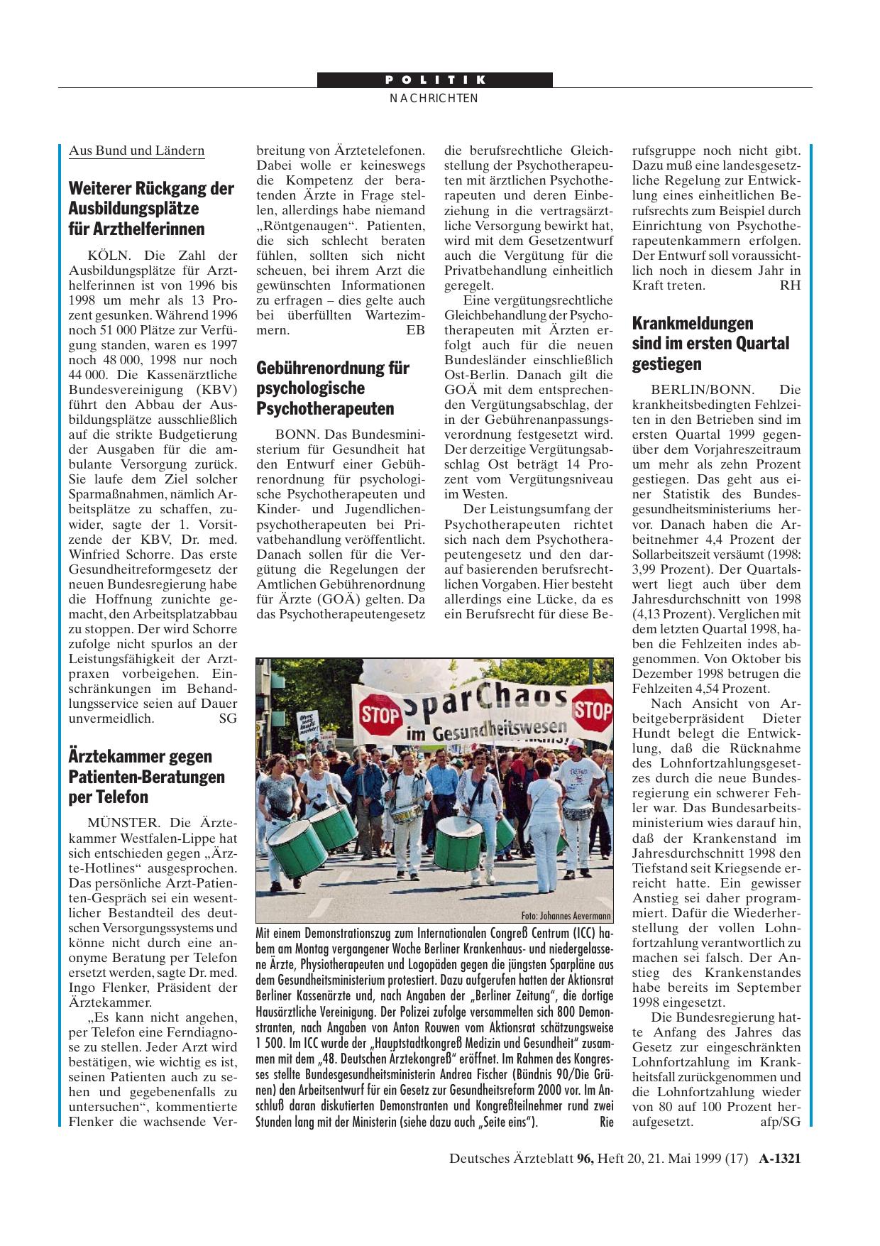 Vorschauseite 1: Demonstrationszug zum Internationalen Congreß Centrum (ICC)