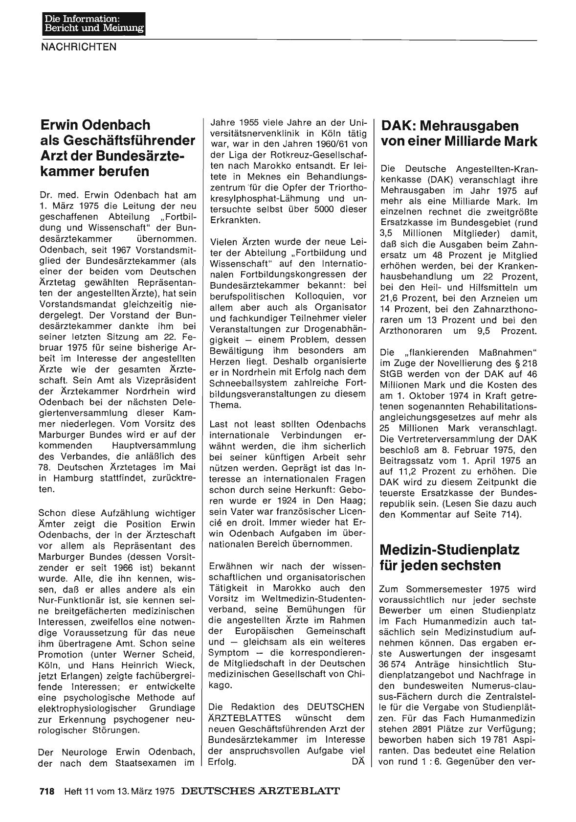 Vorschauseite 1: Medizin-Studienplatz für jeden sechsten