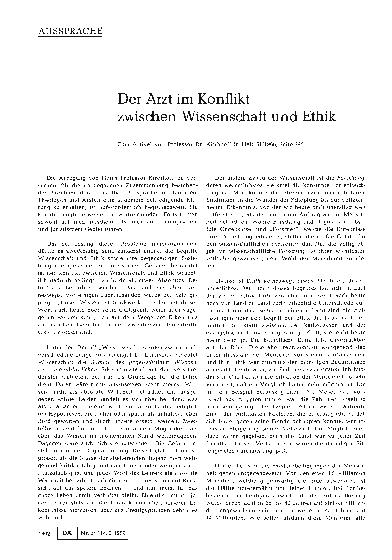 Vorschauseite 1: Der Arzt im Konflikt zwischen Wissenschaft und Ethik