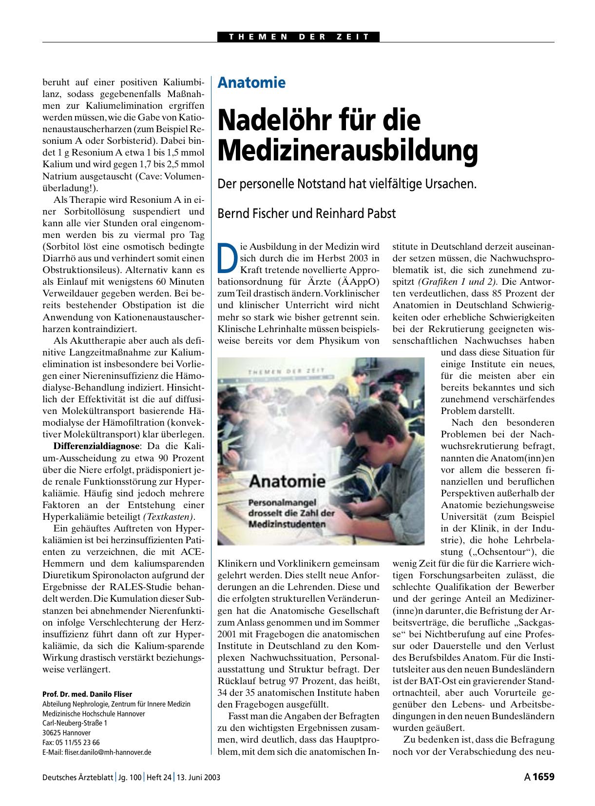 Vorschauseite 1: Anatomie: Nadelöhr für die Medizinerausbildung