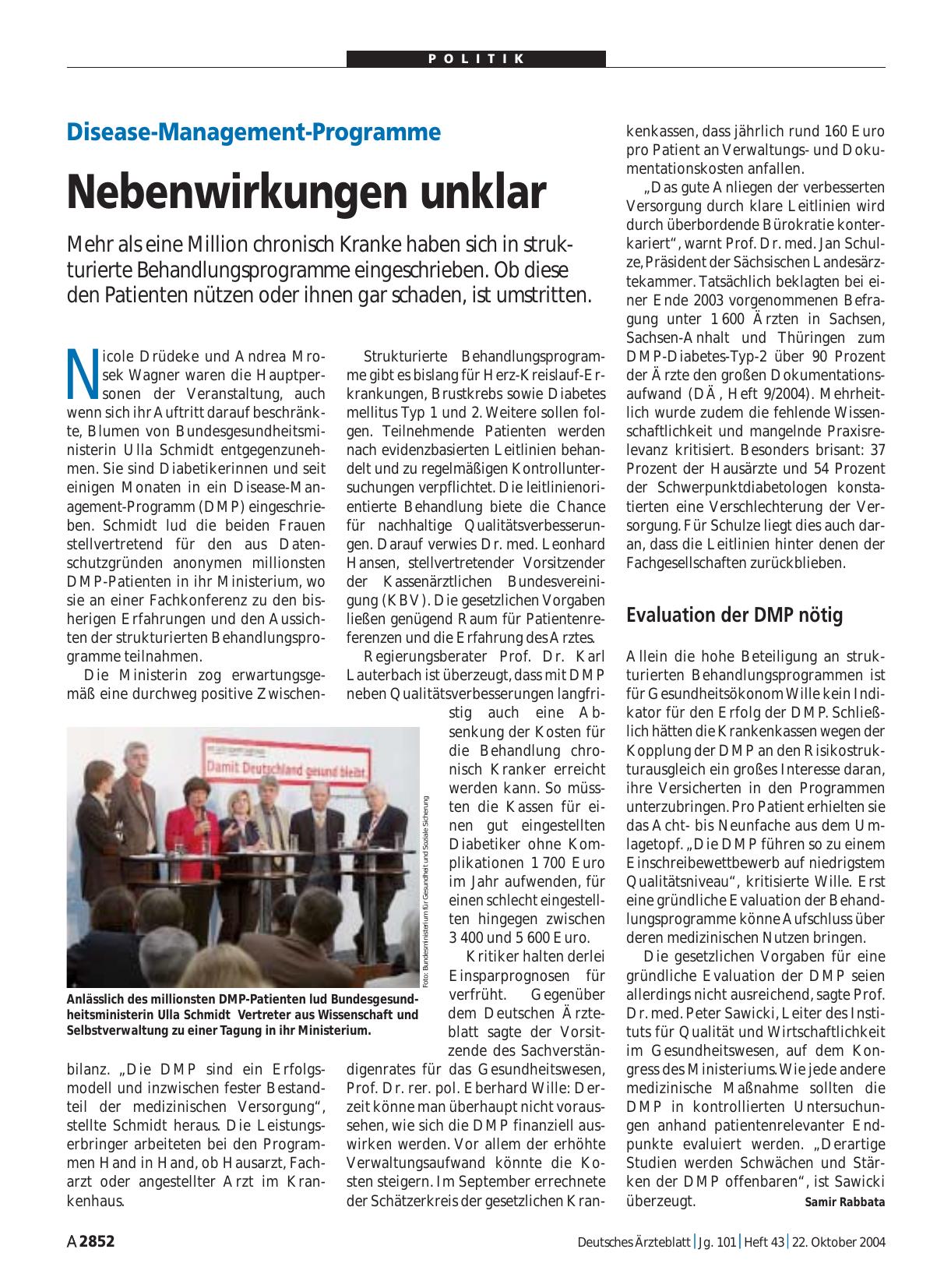 Vorschauseite 1: Disease-Management-Programme: Nebenwirkungen unklar
