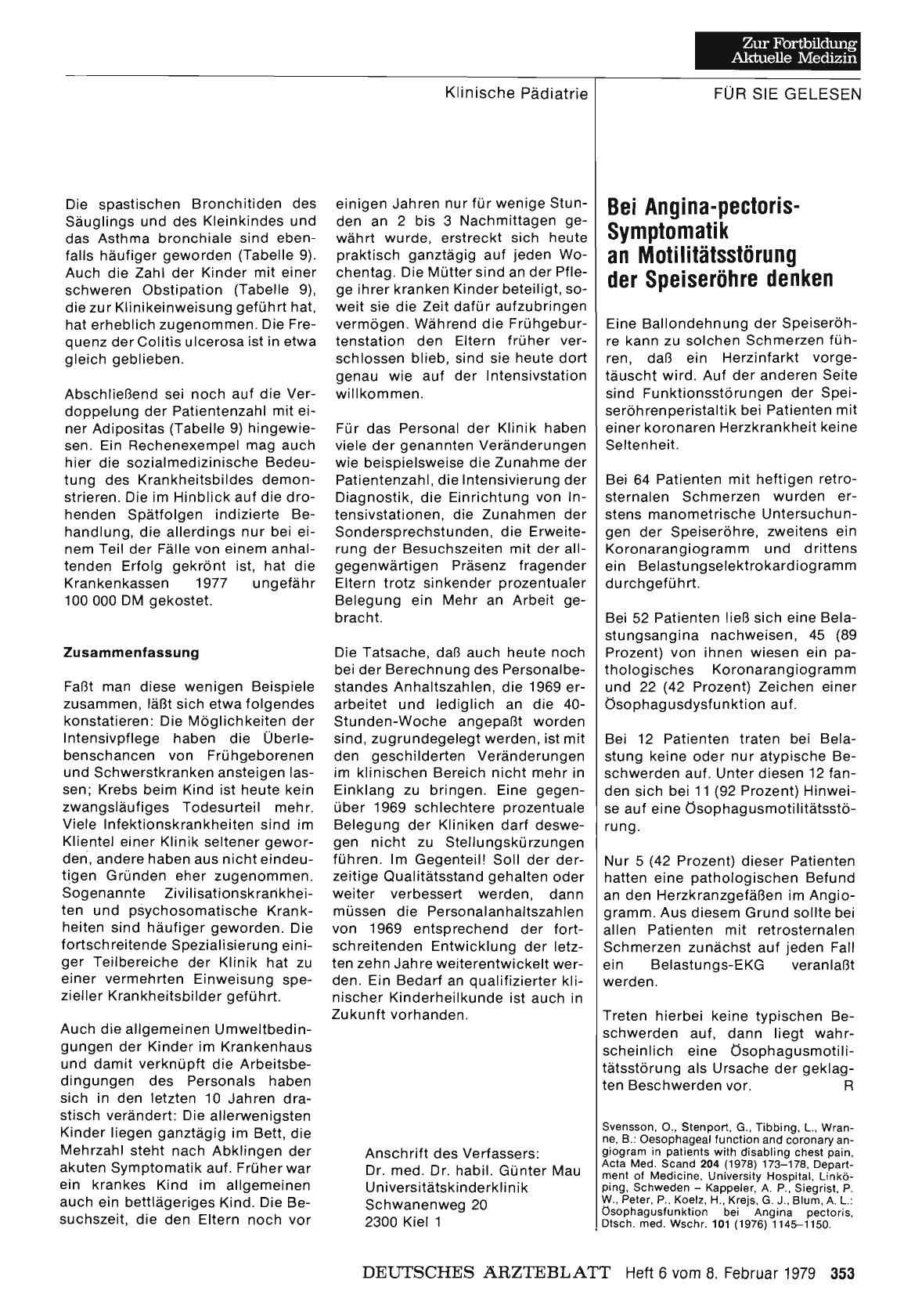 Vorschauseite 1: Bei Angina-pectoris-Symptomatik an Motilitätsstörung der Speiseröhre denken