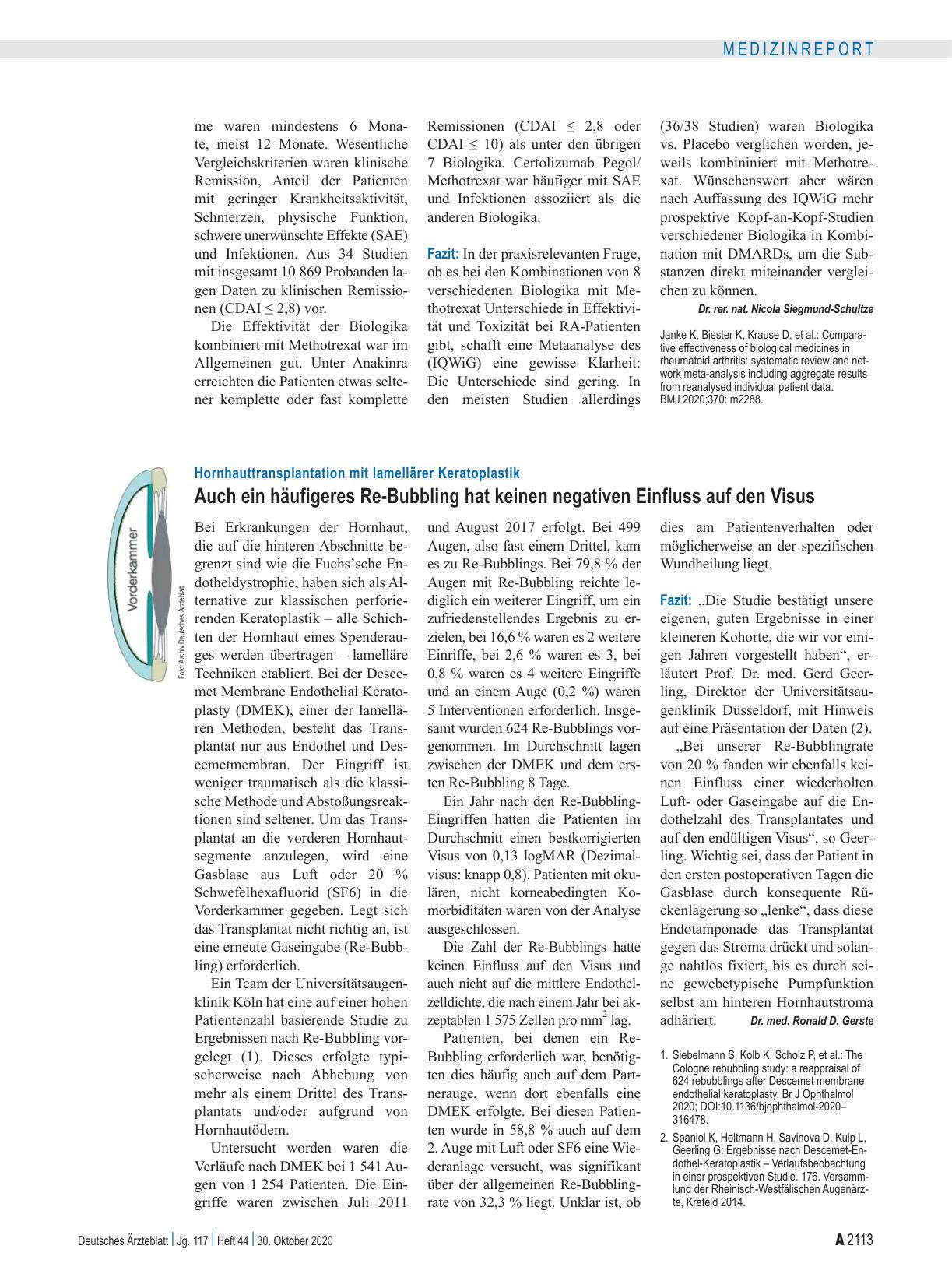 Vorschauseite 1: Hornhauttransplantation mit lamellärer Keratoplastik: Auch ein häufigeres Re-Bubbling hat keinen negativen Einfluss auf den Visus