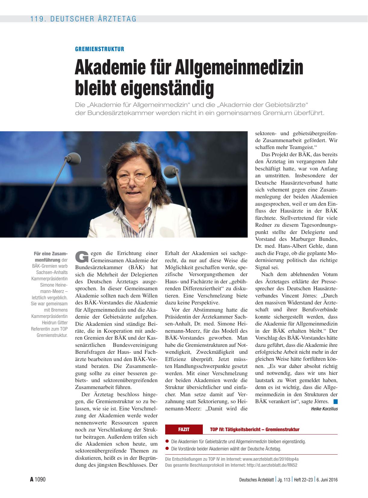 Vorschauseite 1: Gremienstruktur: Akademie für Allgemeinmedizin bleibt eigenständig