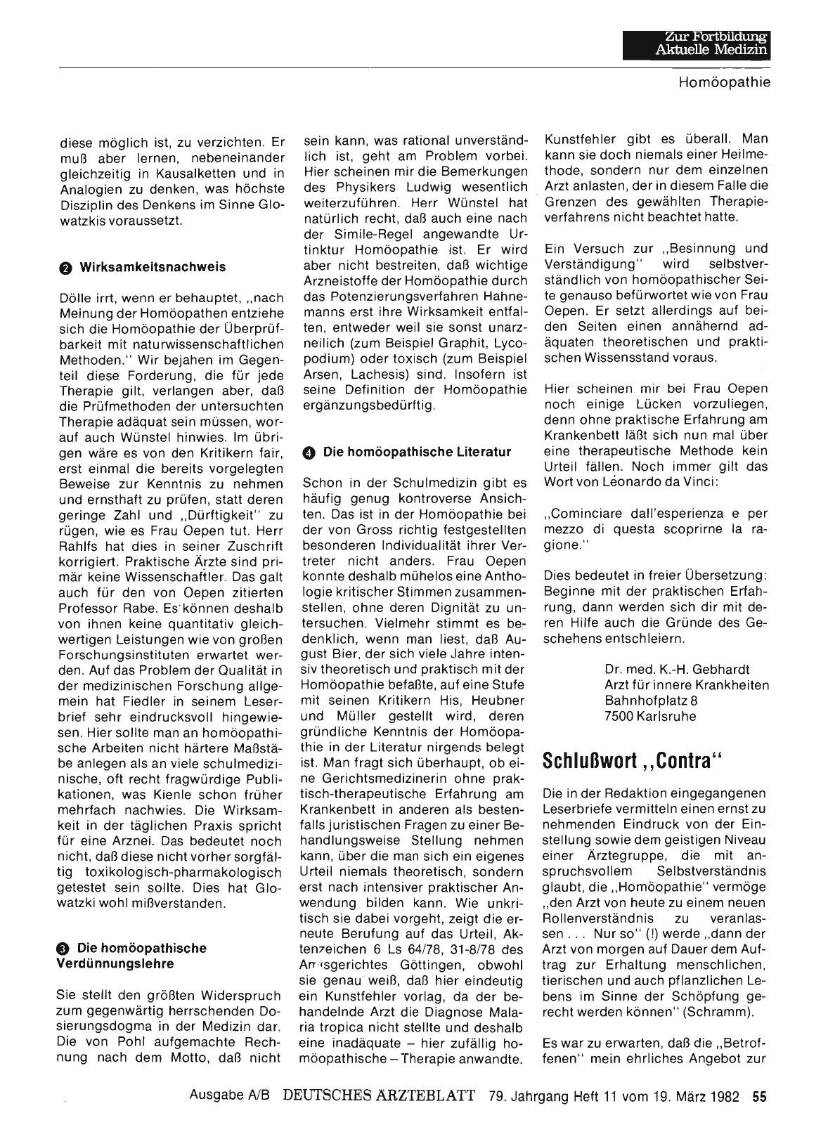 Vorschauseite 1: Homöopathie: Stellungnahme „Pro“ — Stellungnahme „Contra“: Schlußwort „Contra“