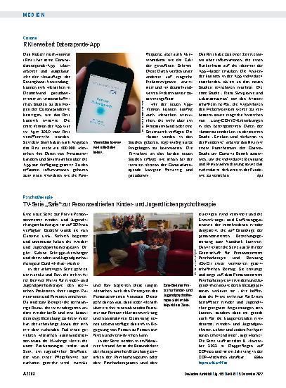 Vorschauseite 1: Corona: RKI erweitert Datenspende-App