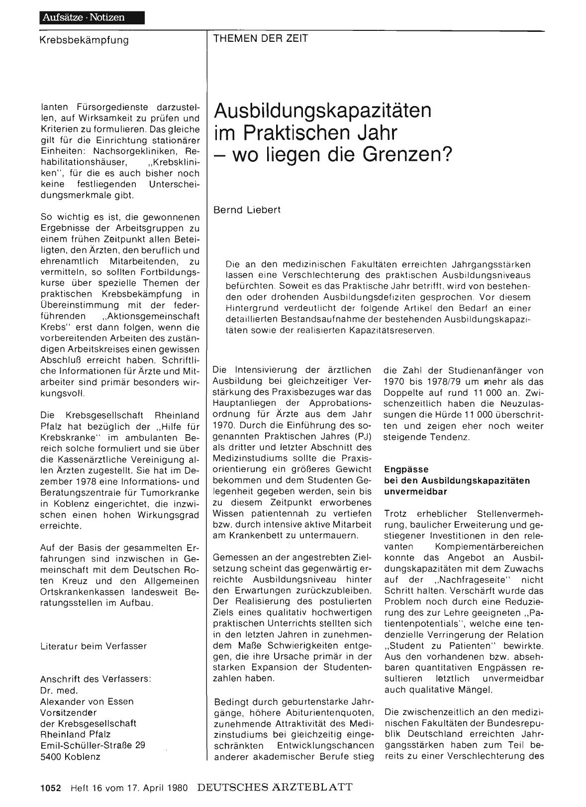 Vorschauseite 1: Ausbildungskapazitäten im Praktischen Jahr — wo liegen die Grenzen?