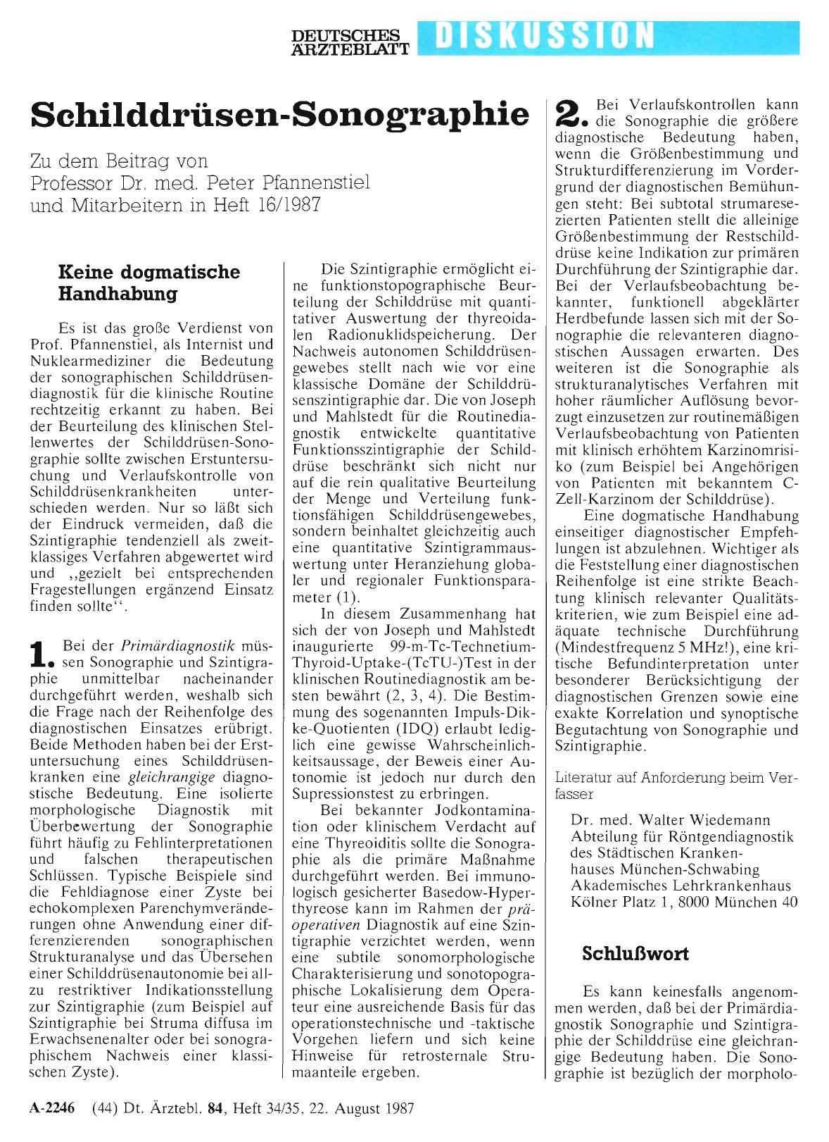 Vorschauseite 1: Schilddrüsen-Sonographie: Keine dogmatische Handhabung