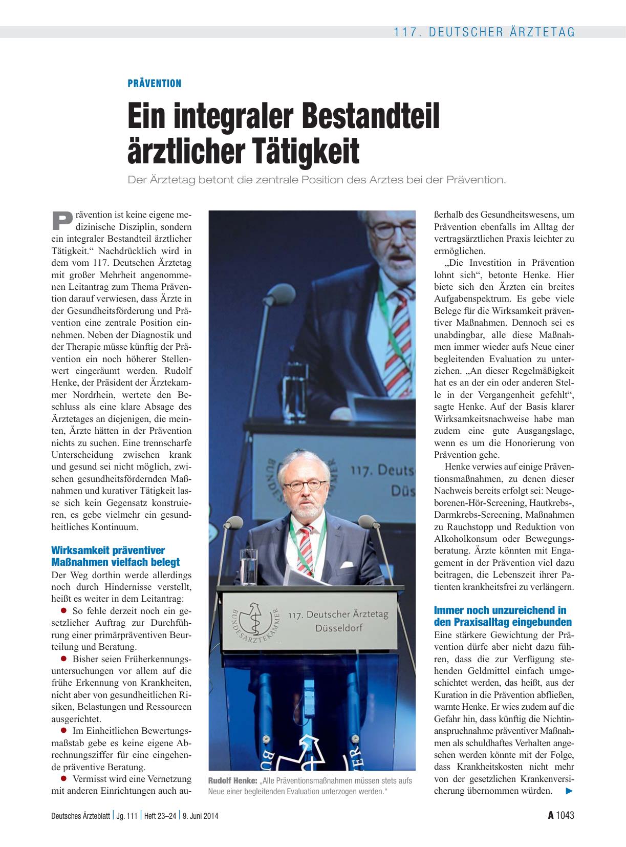 Vorschauseite 1: Prävention: Ein integraler Bestandteil ärztlicher Tätigkeit